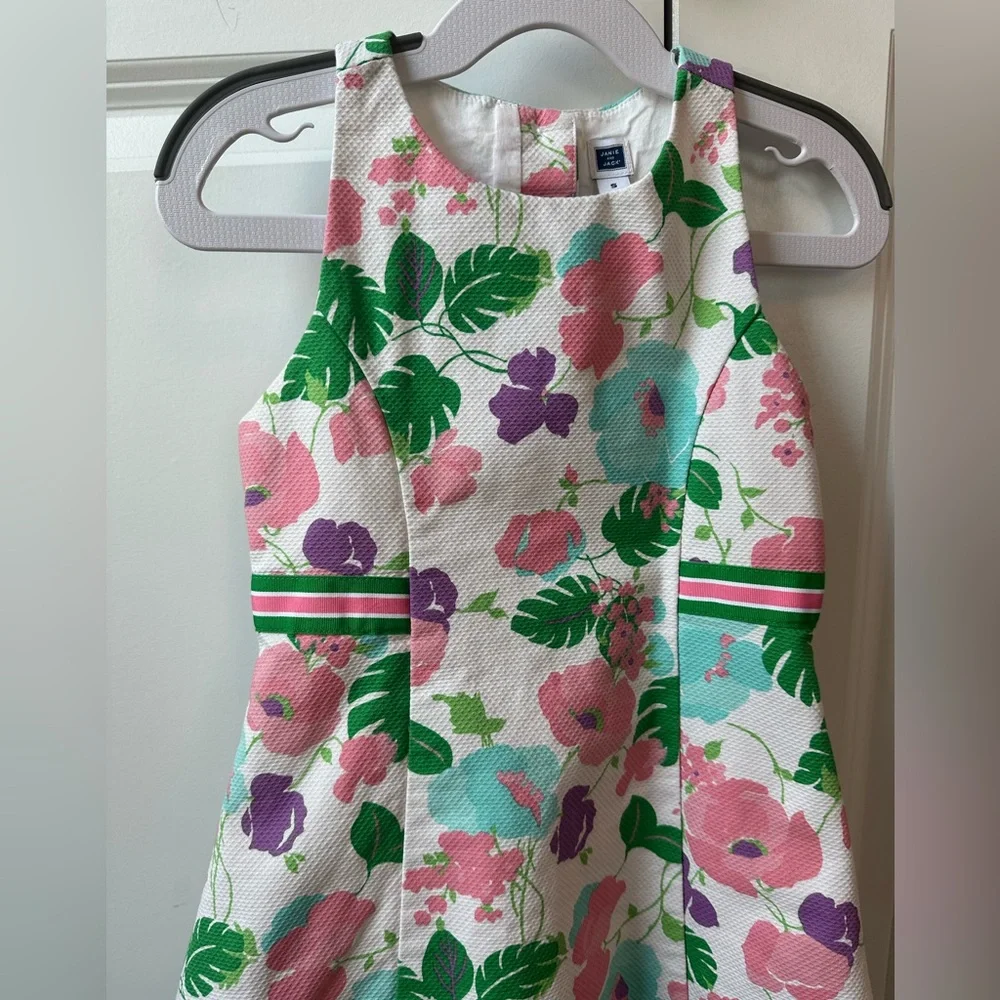 Janie and Jack Girls Floral  Summer Party Dress W/Bow (Size 5)